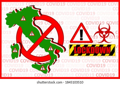Ilustración de vectores sobre el bloqueo en Italia debido a la epidemia de coronavirus