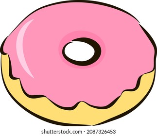 Vector illustration on a lush donut. On top there is a pink glaze.
