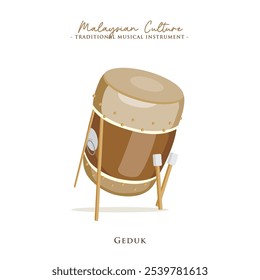 Vector illustration on Malaysian traditional musical instrument, Geduk