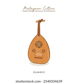 Vector illustration on Malaysian traditional musical instrument, Gambus