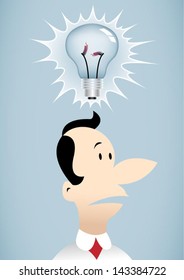 Vector illustration on a man who lost idea