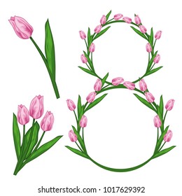 Vector illustration on March 8 from tulips