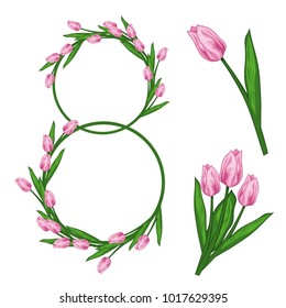 Vector illustration on March 8 from tulips