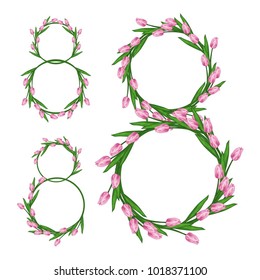 Vector illustration on March 8 from tulips