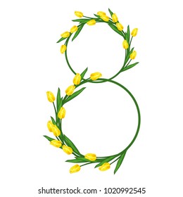 Vector illustration on March 8 from tulips