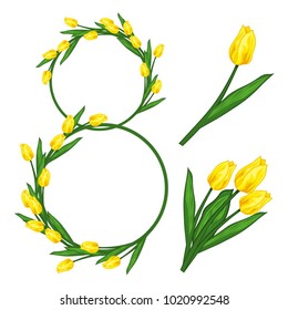 Vector illustration on March 8 from tulips