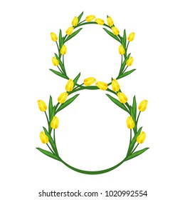 Vector illustration on March 8 from tulips
