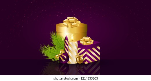 Vector Illustration on "Merry Christmas and Happy New Year" theme. Can be used as gift certificate, gift cards, festive banner and etc.