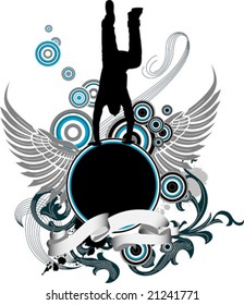Ilustración vectorial sobre un tema musical con el hombre bailando.