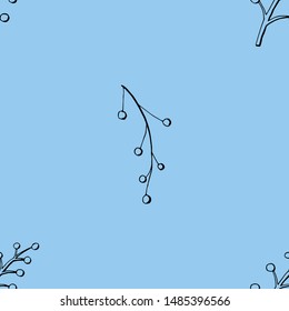 Vector illustration on the new year theme. Christmas pattern seamless on white background. Pattern of twigs with berries for printing on textiles. Natural background drawn by hand.16-04