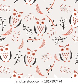 vector illustration on night living bird owl