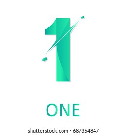 Vector illustration on number 1 (one) with gradients and shadow