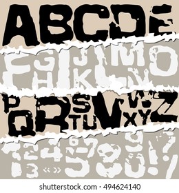 Vector illustration on paper background . Grunge stamp font