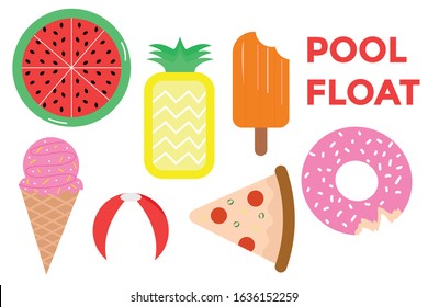 vector illustration on pool float object isolated on white background. party pool