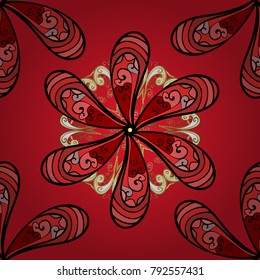 Vector illustration. On red, black and pink colors in watercolor style. Seamless spring pattern with little flowers.