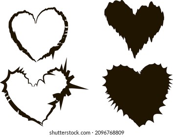 Vector illustration. On the right side, the hearts are filled entirely with black.Unique background for wallpaper, cover and first page of the book. Vector illustration.
