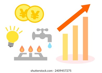 Vector illustration on rising utility costs.