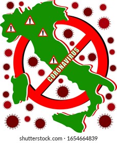 Vector illustration on the risk of contracting the coronavirus in Italy.