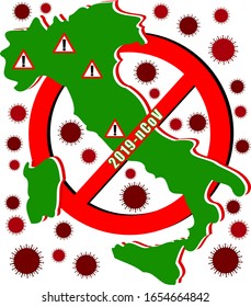 Vector illustration on the risk of contracting the coronavirus in Italy.