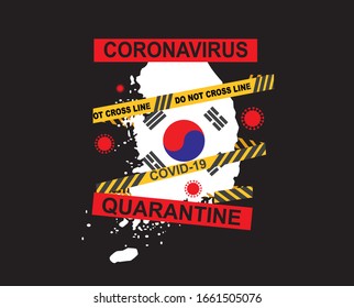 Vector illustration on the risk of contracting the coronavirus in South Korea. Flu spreading of world, South Korea map. Dangerous chinese ncov corona virus Covid-19, SARS pandemic risk alert