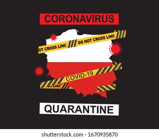 Vector illustration on the risk of contracting the coronavirus in Poland. Flu spreading of world, Poland map. Dangerous chinese ncov corona virus Covid-19, SARS pandemic risk alert