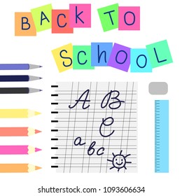 Vector illustration on school theme, separate design elements