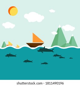 vector illustration on the sea
