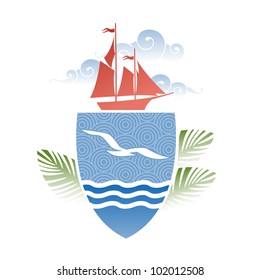 Vector illustration on the sea summer holiday