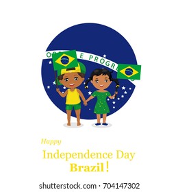 Vector Illustration on September 7, Independence of Brazil.( Dia 7 de Setembro, Independencia do Brazil), children logo