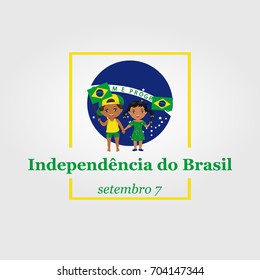 Vector Illustration on September 7, Independence of Brazil. Translate from portuguese: Sept. 7, Independence of Brazil. children logo