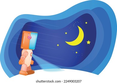 Vector illustration on a space theme. Background space with stars. A rocket flies into space. Astronaut in space.