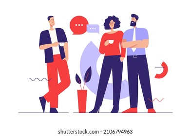 Vector illustration on the subject of coffee break and communication. Editable stroke.