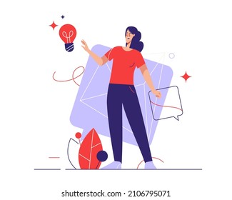Vector illustration on the subject of creativity, generating innovative ideas, imagination and inspiration. Editable stroke.
