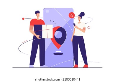 Vector illustration on the subject of online delivery service. Editable stroke.