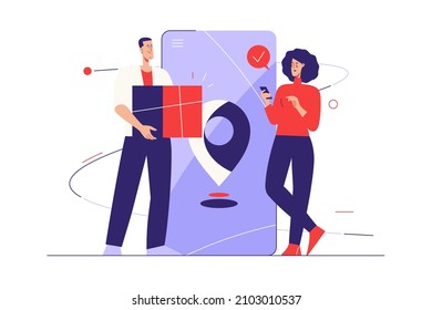 Ilustración vectorial sobre el tema del servicio de entrega en línea. Trazo editable.