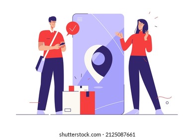Ilustración vectorial sobre el tema del servicio de entrega en línea. Trazo editable.