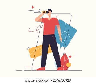 Vector illustration on the subject of searching of future opportunities and new ideas. 