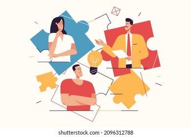 Vector illustration on the subject of startup, teamwork, generating ideas. Editable stroke.