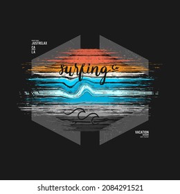 Vector illustration on the surfing .Typography, t-shirt graphics, posters, banners, flyers, prints, postcards