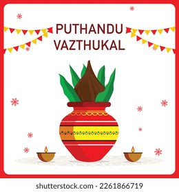 Vector illustration on Tamil new year Puthandu with festive elements