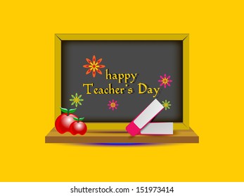 Vector illustration on the teachers day occasion with black board and office book.
