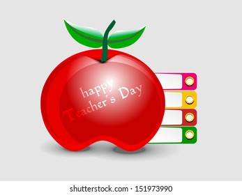 Vector illustration on the teachers day occasion with shiny apple and office book.