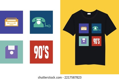 Vector illustration on the theme of 90 s kid . Typography, t-shirt graphics, print, poster, banner, flyer, postcard