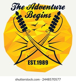 Vector illustration on the theme of adventure Typography, t-shirt graphics, print, poster, banner, flyer, postcard