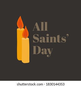 Vector illustration on the theme of All Saints’ Day on November 1. Decorated with a candles.