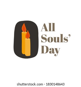 Vector illustration on the theme of All Souls’ Day on November 2. Decorated with a candles.