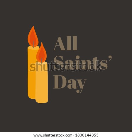 Vector illustration on the theme of All Saints’ Day on November 1. Decorated with a candles.