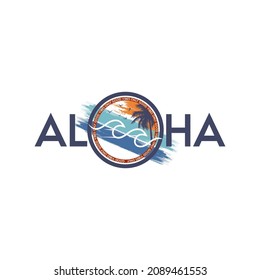 Vector illustration on the theme of aloha beach, Sport typography, t-shirt graphics, print, poster, banner, flyer, postcard