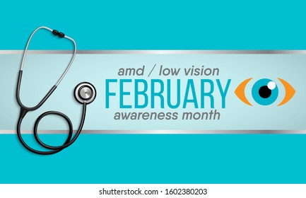Vector illustration on the theme of AMD / Low Vision Awareness Month of February.