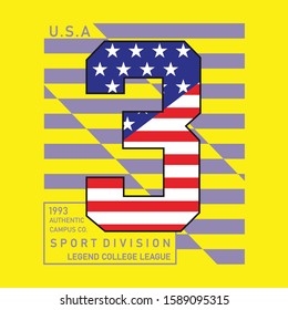 Vector illustration on the theme of American flag in numbers. typography, design t-shirt and print